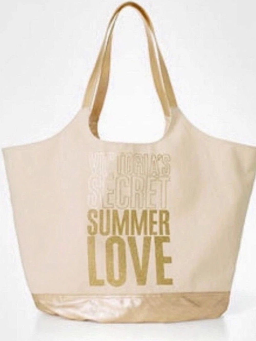 Victoria's Secret Summer Love Tote in Cream & Gold